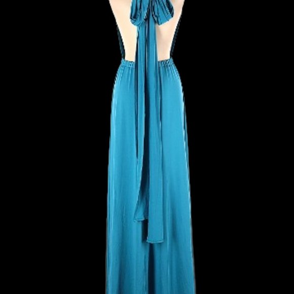 NWT Blue backless Long dress . Large - Picture 2 of 4